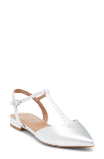 Nordstrom Rack Beverly Pointed Toe Flat In Silver