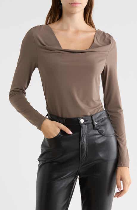 Drape Neck Long Sleeve Knit Top