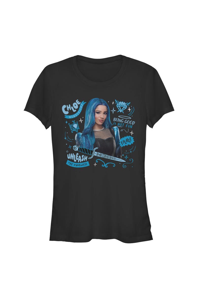 Junior's Descendants Wicked Wonderland Chloe Unleash The Darkness  Graphic T-Shirt, Main, color, Black