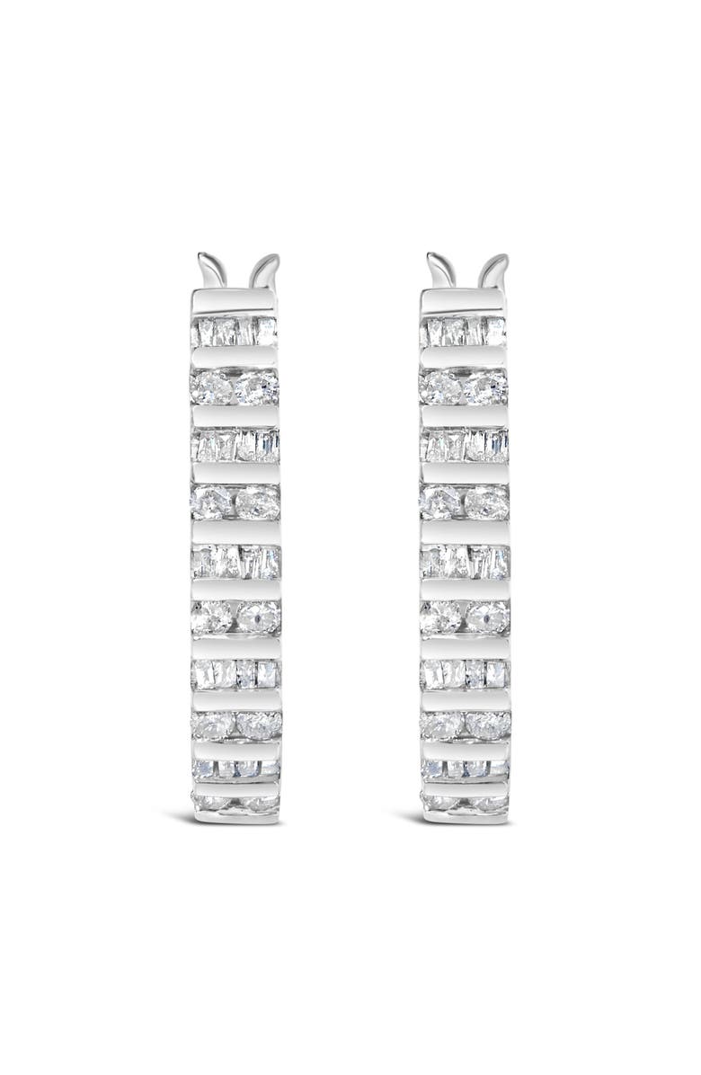 Haus of Brilliance 10K Gold 1.0 Cttw Alternating Diamond "U" Hoop Earrings, Alternate, color, White