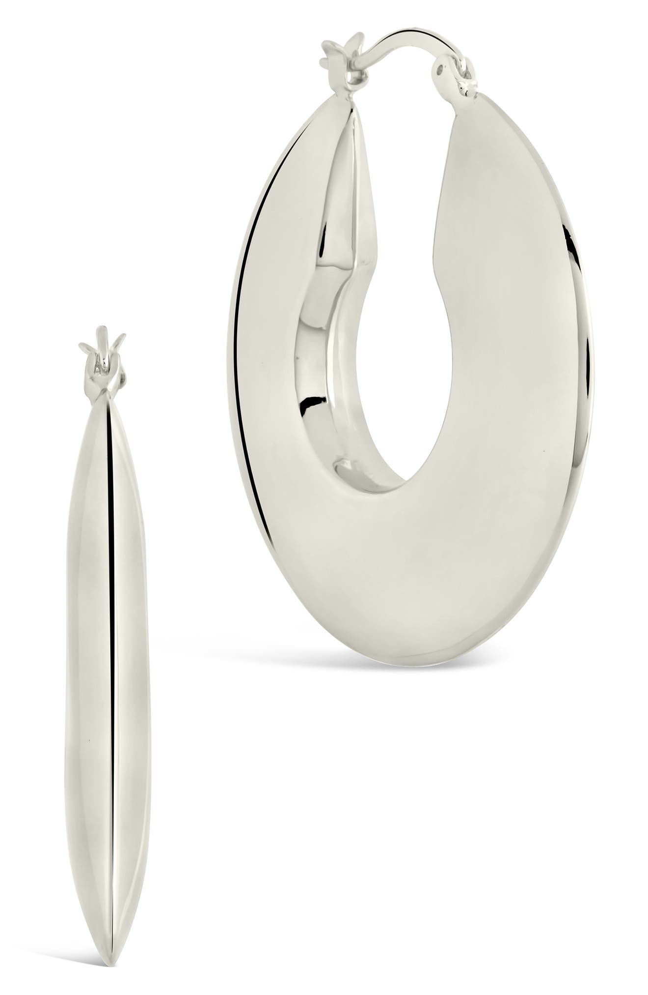 Sterling Forever Paige Flat Tube Hoop Earrings