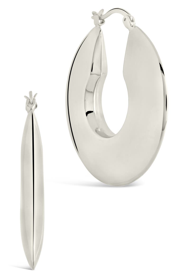Paige Flat Tube Hoop Earrings, Main, color, SILVER