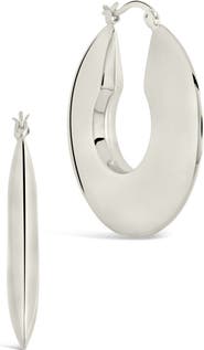 Sterling Forever Paige Flat Tube Hoop Earrings