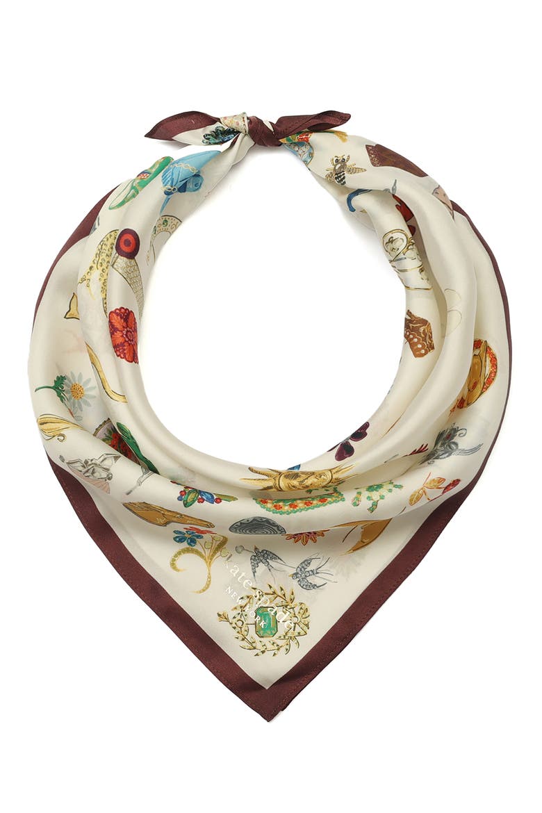 Brooch Collection Silk Bandana Scarf, Alternate, color, MULTI