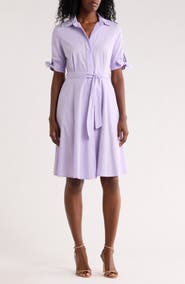 Calvin Klein Solid Cotton Shoulder Tie Shirtdress