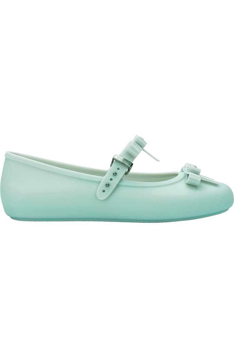 Melissa Soft Ballerina Bow Mary Jane Flat, Alternate, color, Green/ Beige