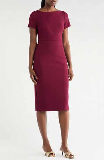 Vince Camuto Short Sleeve Stretch Crepe Midi Sheath Dress