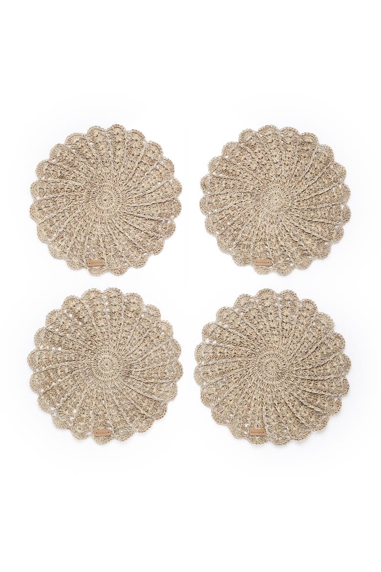Hand Crocheted Gio Round Placemat - Set of 4, Main, color, Natural