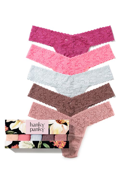 Hanky Panky Assorted 5-pack Lace Low Rise Thongs In Multi