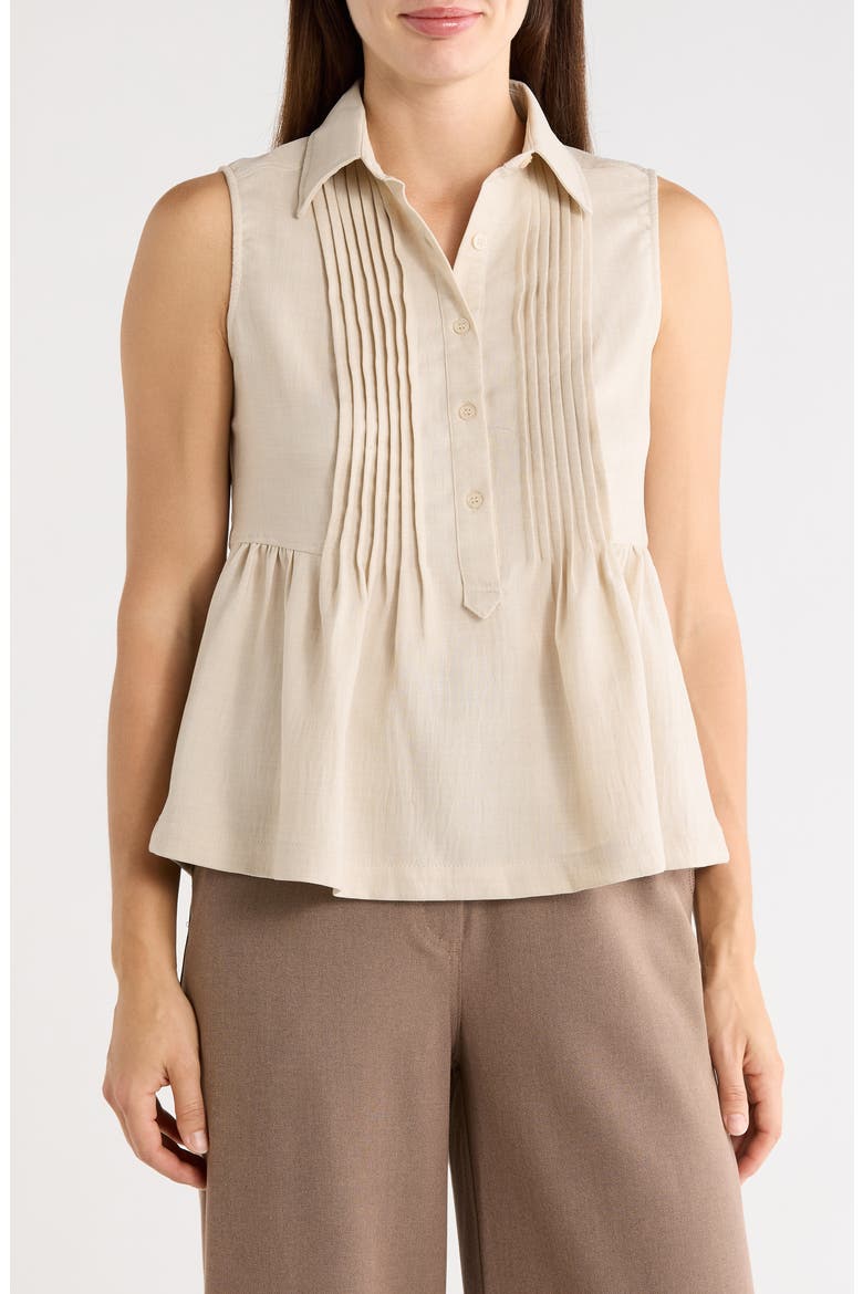 Sleeveless Peplum Top, Main, color, HEATHER OATMEAL