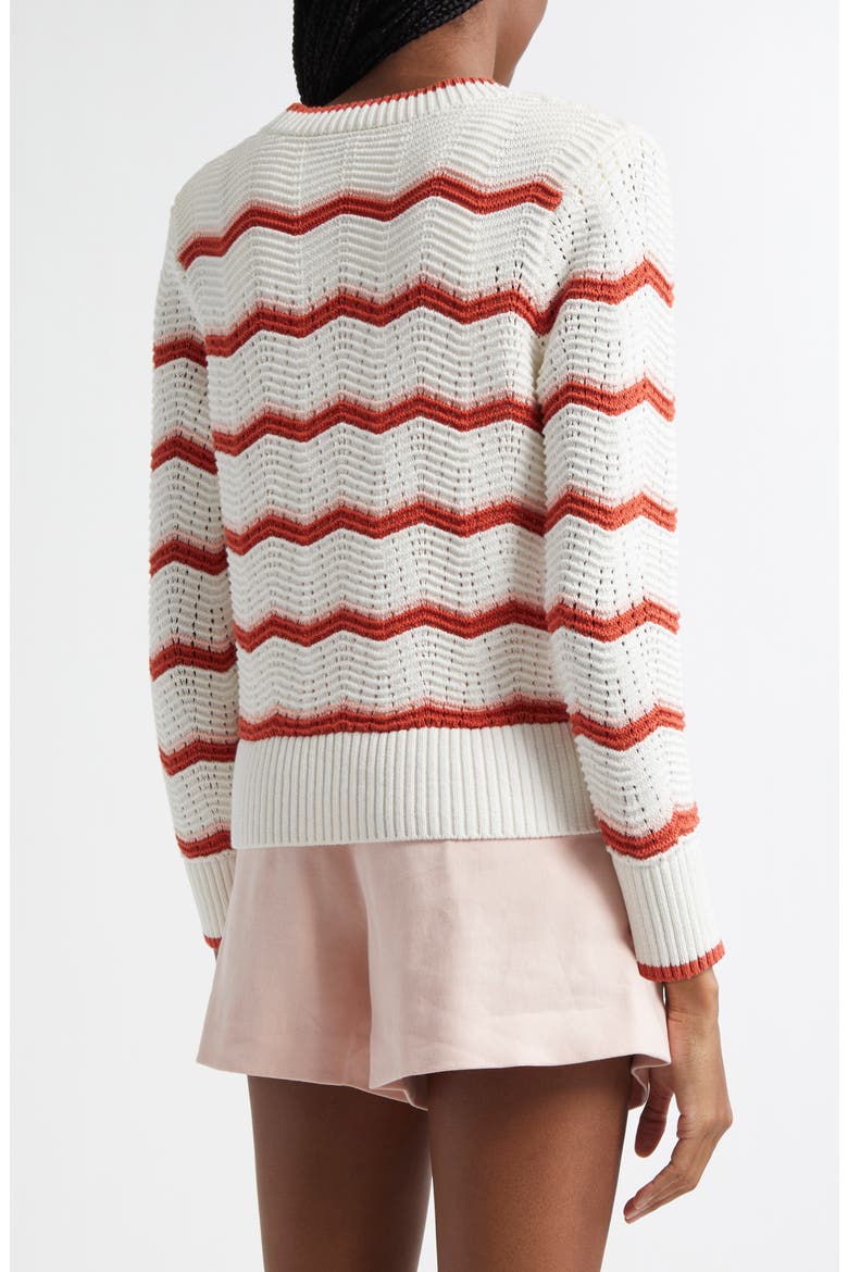 Ansonia Stripe Open Stitch Cardigan, Alternate, color, OFF WHITE PINK SHELL PERSIMMON