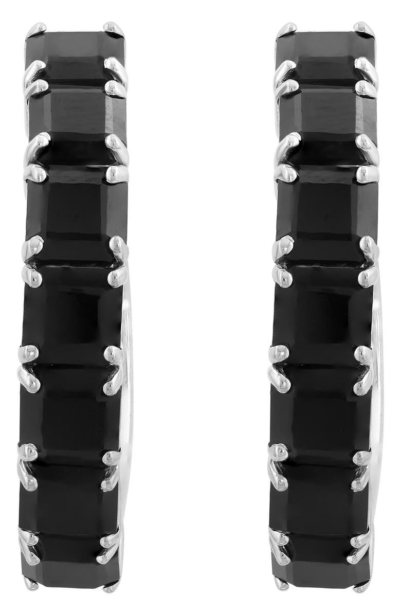 EFFY Sterling Silver Onyx Hoop Earrings, Alternate, color, Black