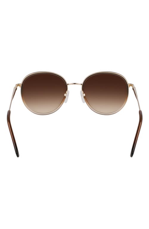 Longchamp Roseau 52mm Gradient Round Sunglasses In Gold/gradient Brown