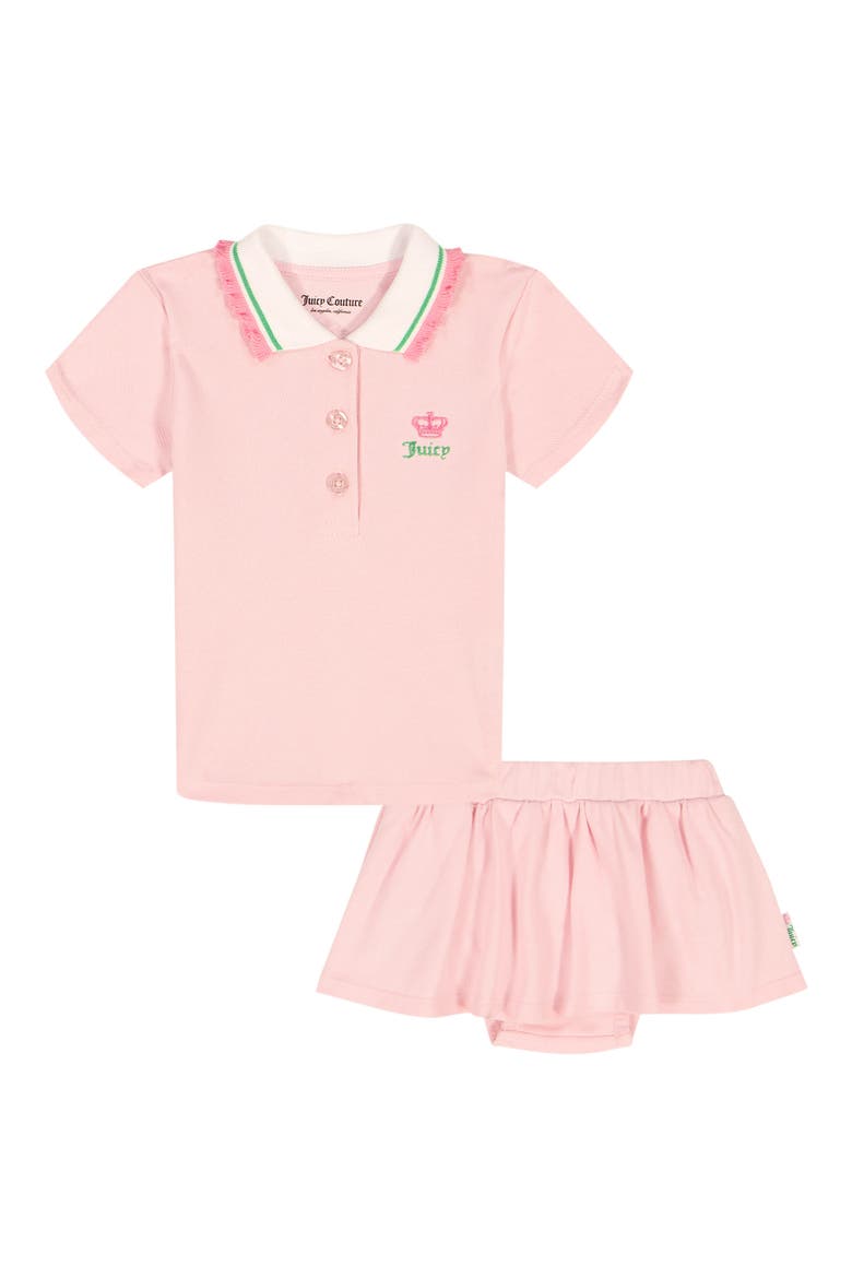 Kids' Terry Polo & Skirt Set, Main, color, PINK MULTI