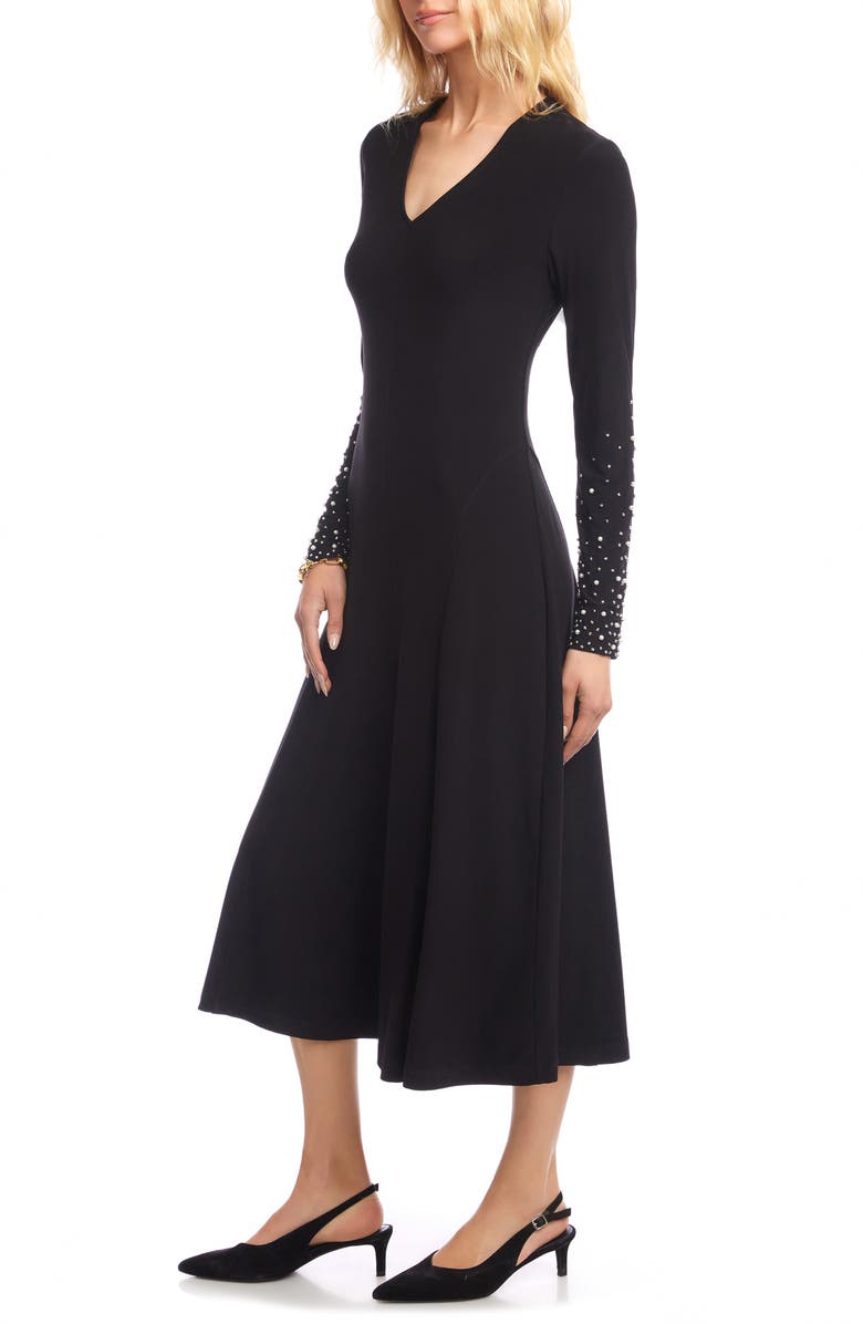 Karen Kane Kate Embellished Long Sleeve Midi Dress, Alternate, color, Black