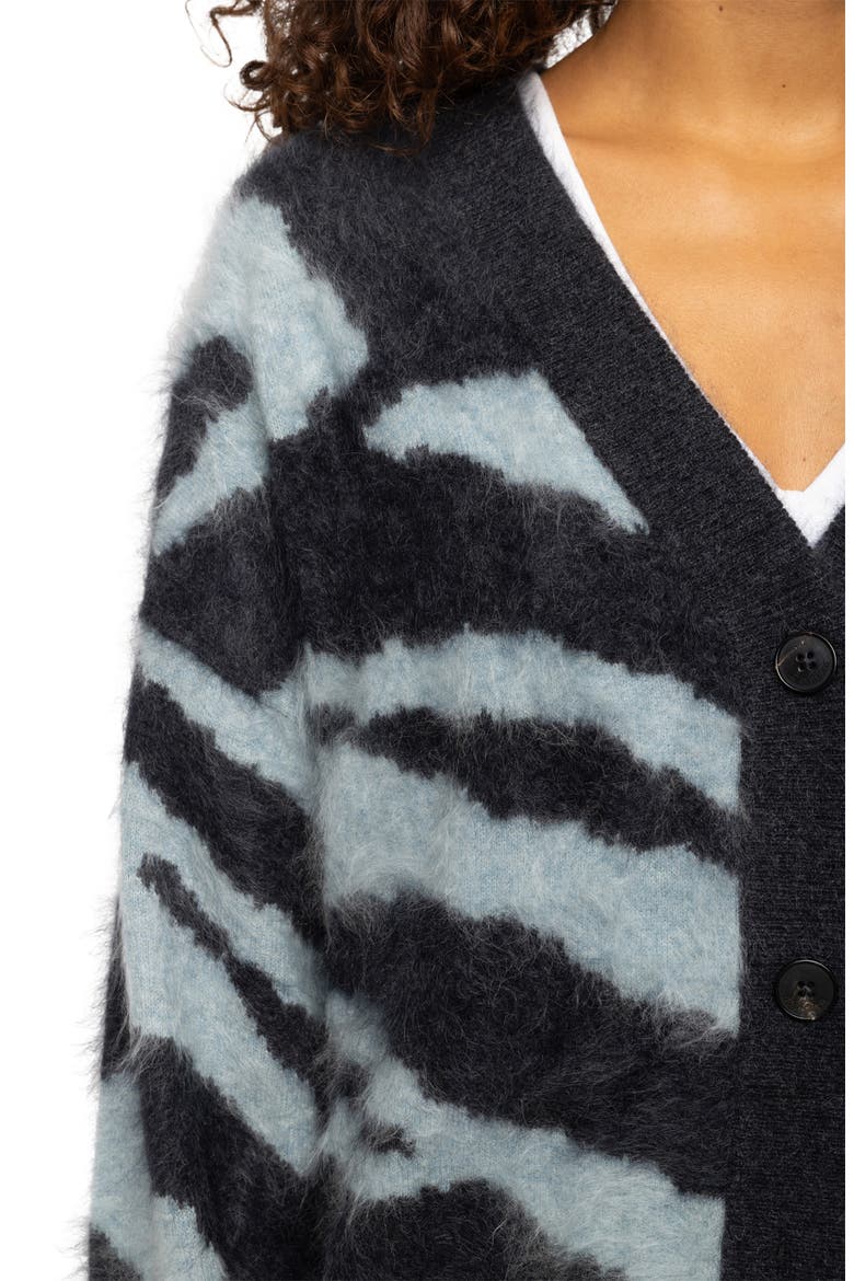 Arpa Zebra Cashmere Cardigan, Alternate, color, ANTHRACITE