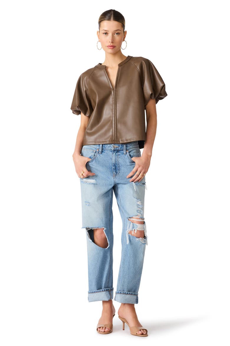 Cecila Faux Leather Top, Alternate, color, COCO