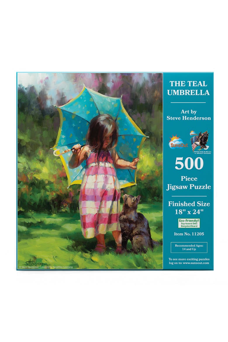 The Teal Umbrella 500 piece Jigsaw Puzzle for Adults, Alternate, color, Multicolor