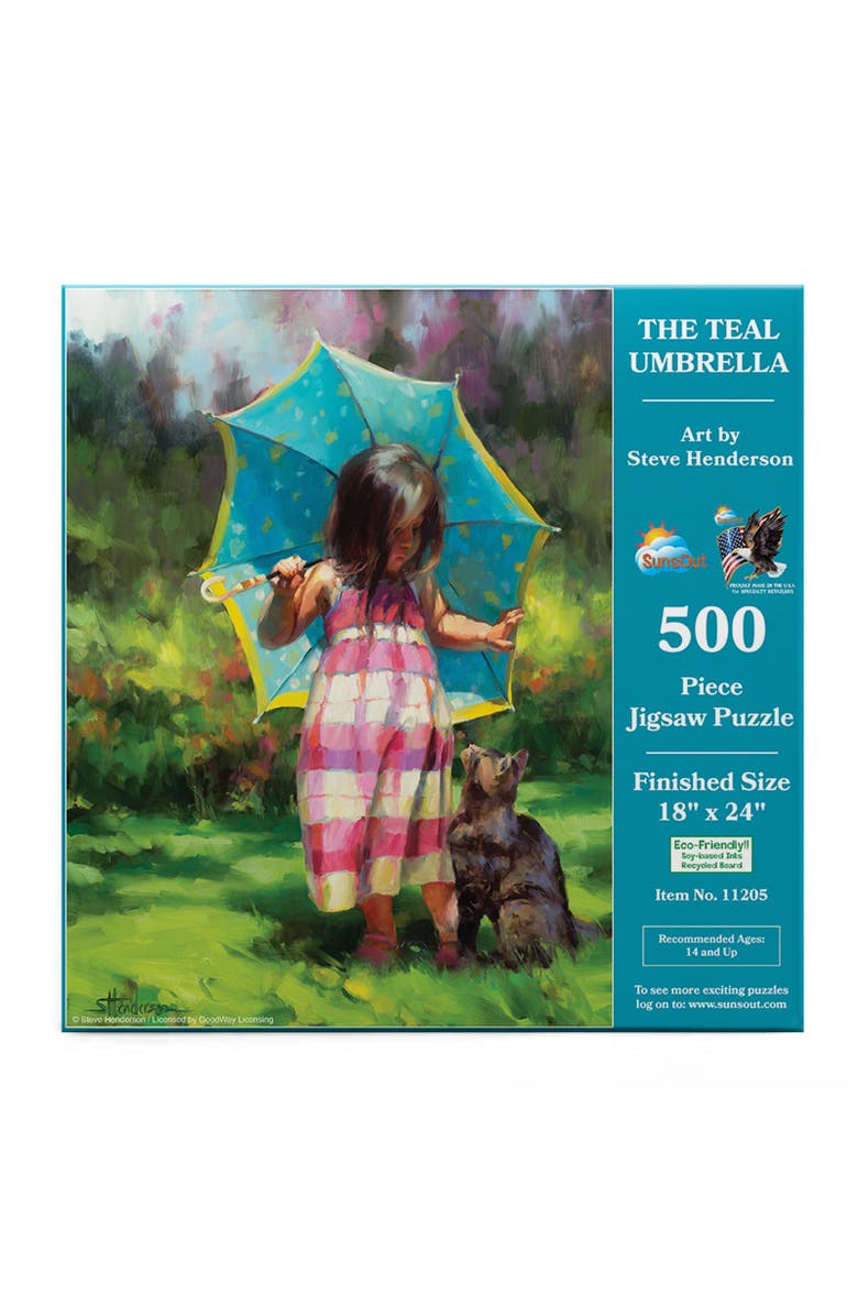 Sunsout The Teal Umbrella 500 piece Jigsaw Puzzle for Adults, Alternate, color, Multicolor