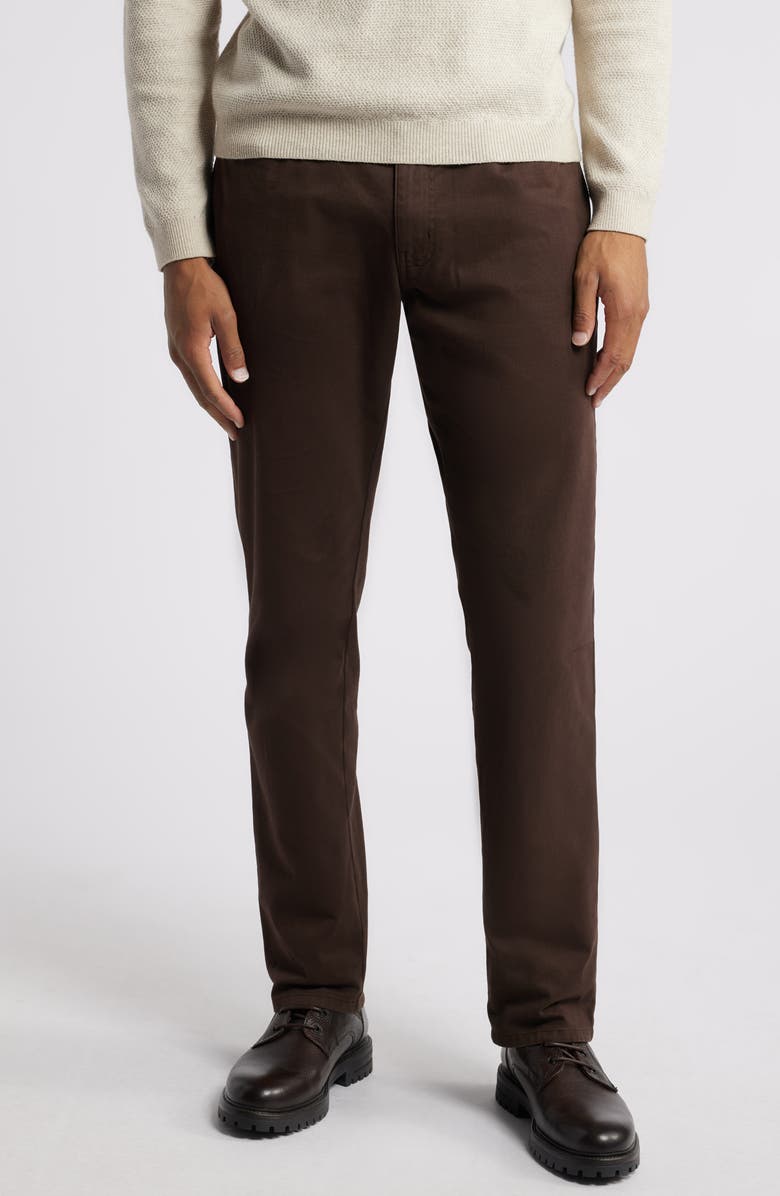 Johnston & Murphy Straight Leg Stretch Pima Cotton Pants, Main, color, Brown