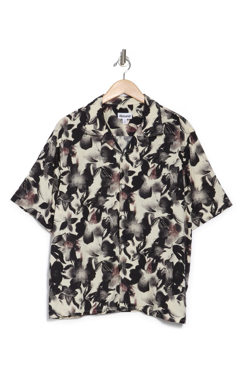 Abound Floral Camp Shirt, Alternate, color, Ivory- Black Overlapped Floral