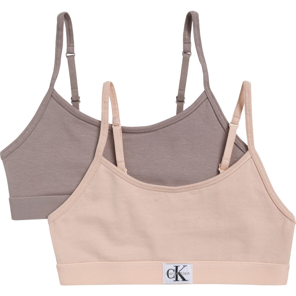 Calvin Klein Kids' 2-Pack Bralettes in Spanish Villa/dusted Fox at Nordstrom, Size Large