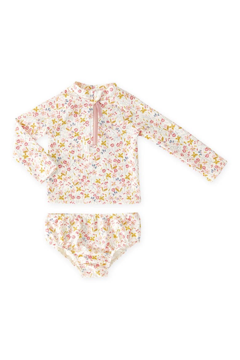 Floral Print Two-Piece Rashguard Swimsuit, Main, color, FLORET