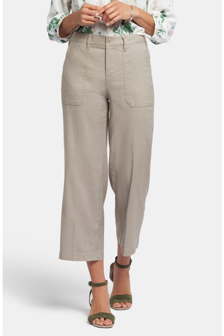 Linen Blend Crop Wide Leg Pants, Main, color, SADDLEWOOD