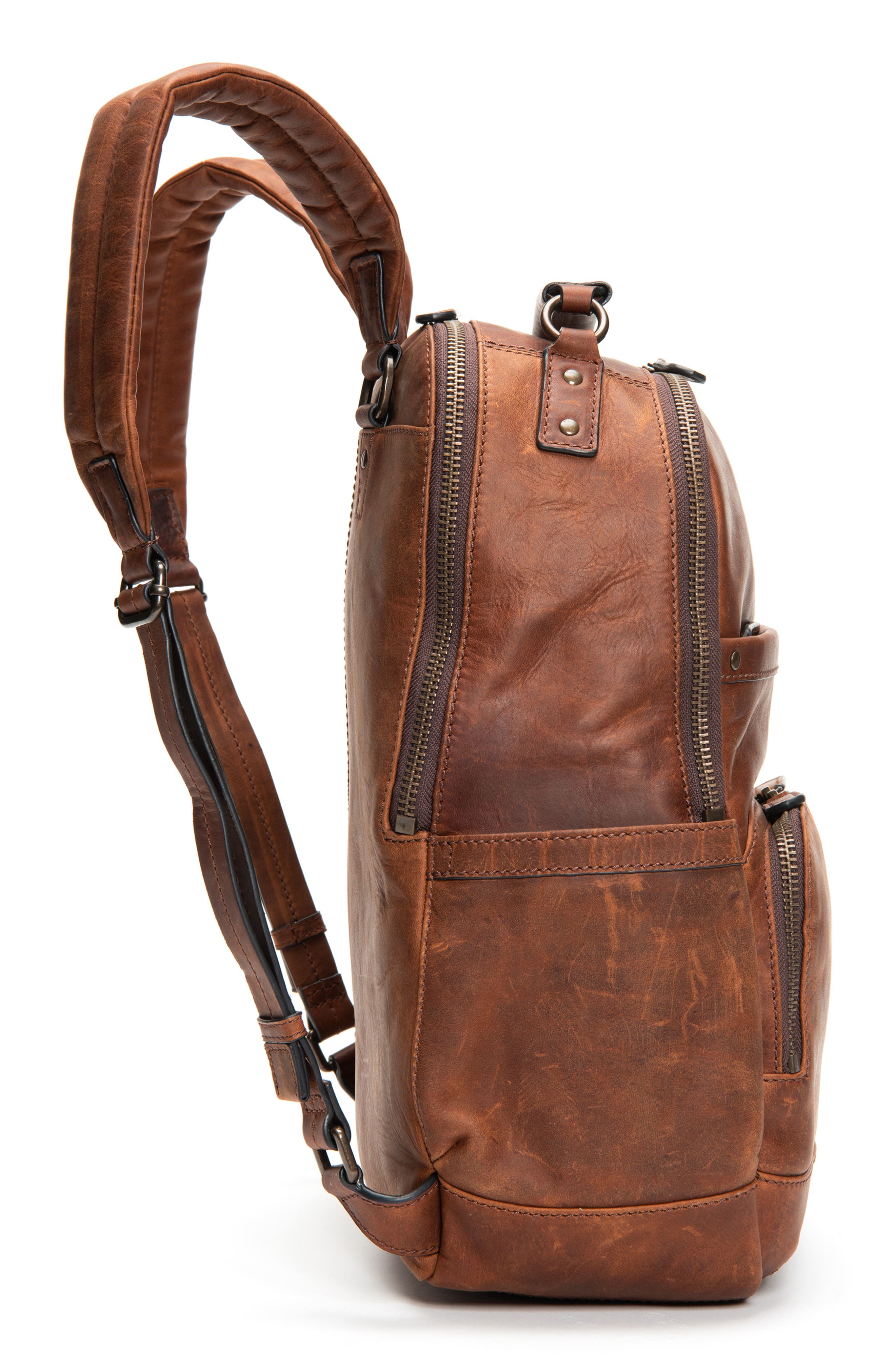 Frye 'Logan' Leather Backpack, Alternate, color, Cognac