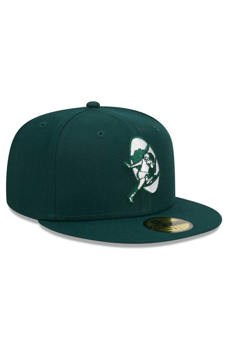 New Era Men's New Era Green Green Bay Packers Throwback Main 59FIFTY Fitted Hat, Alternate, color,