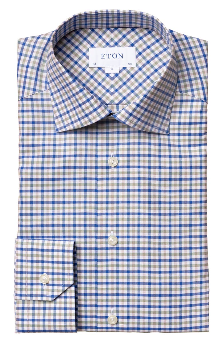 Eton Slim Fit Check Dress Shirt, Main, color,