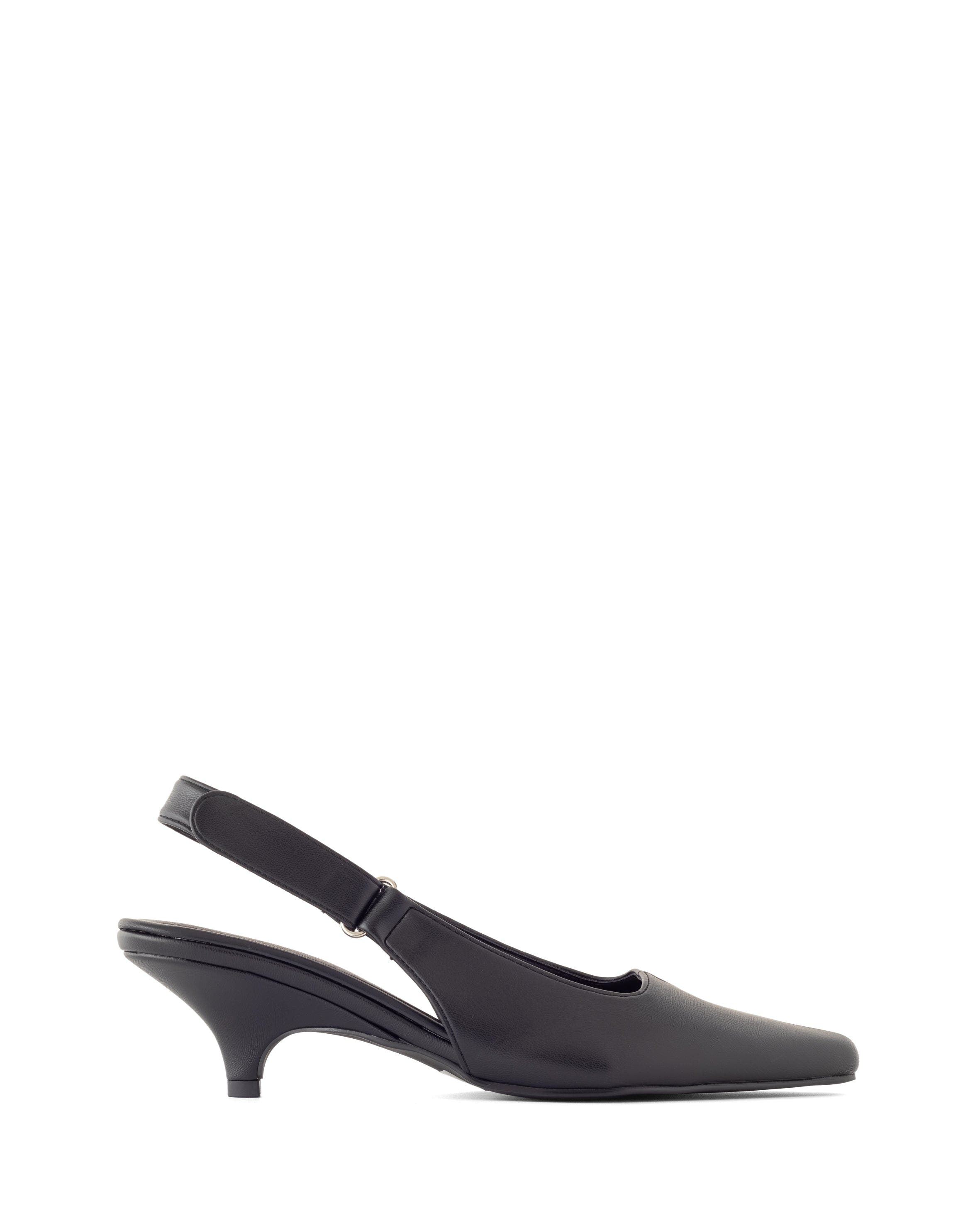 Newark Pointed-Toe Slingback Heel, Alternate, color, BLACK PU