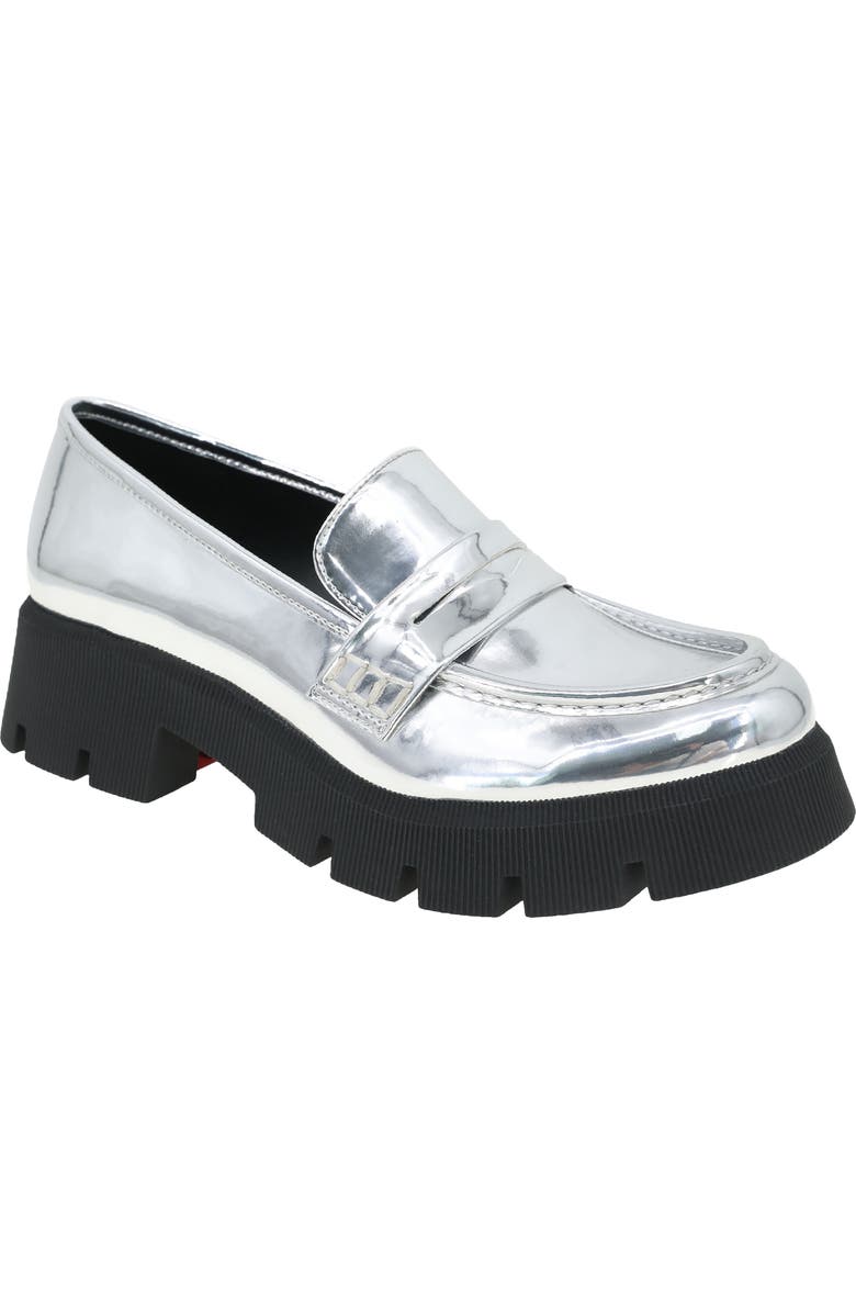 BCBGeneration Rama Platform Penny Loafer, Main, color, Silver