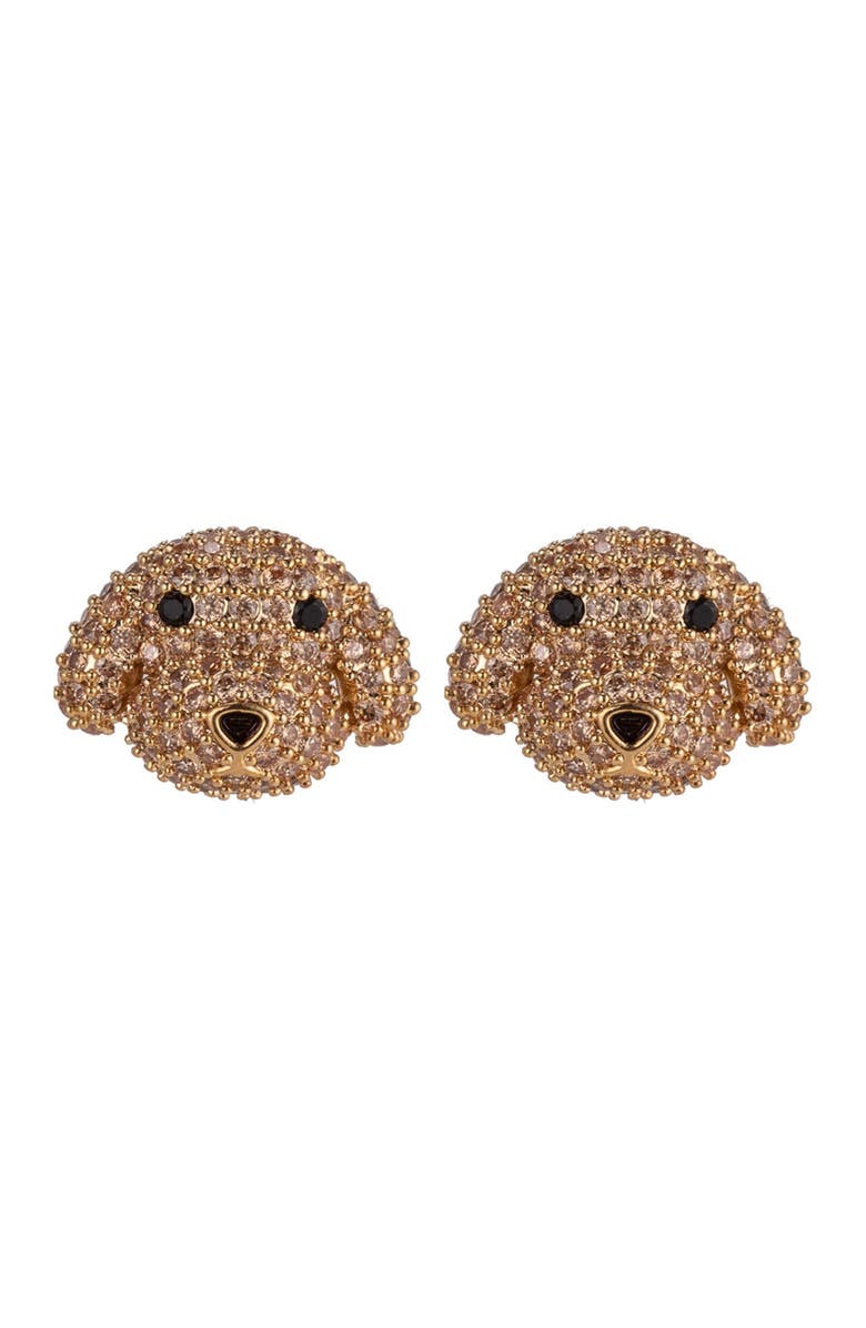 EYE CANDY LOS ANGELES CZ Poodle Pink Stone Stud Earrings, Main, color, Gold