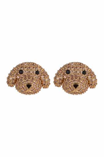 EYE CANDY LOS ANGELES CZ Poodle Pink Stone Stud Earrings