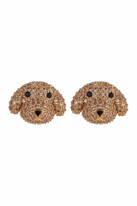 EYE CANDY LOS ANGELES CZ Poodle Pink Stone Stud Earrings