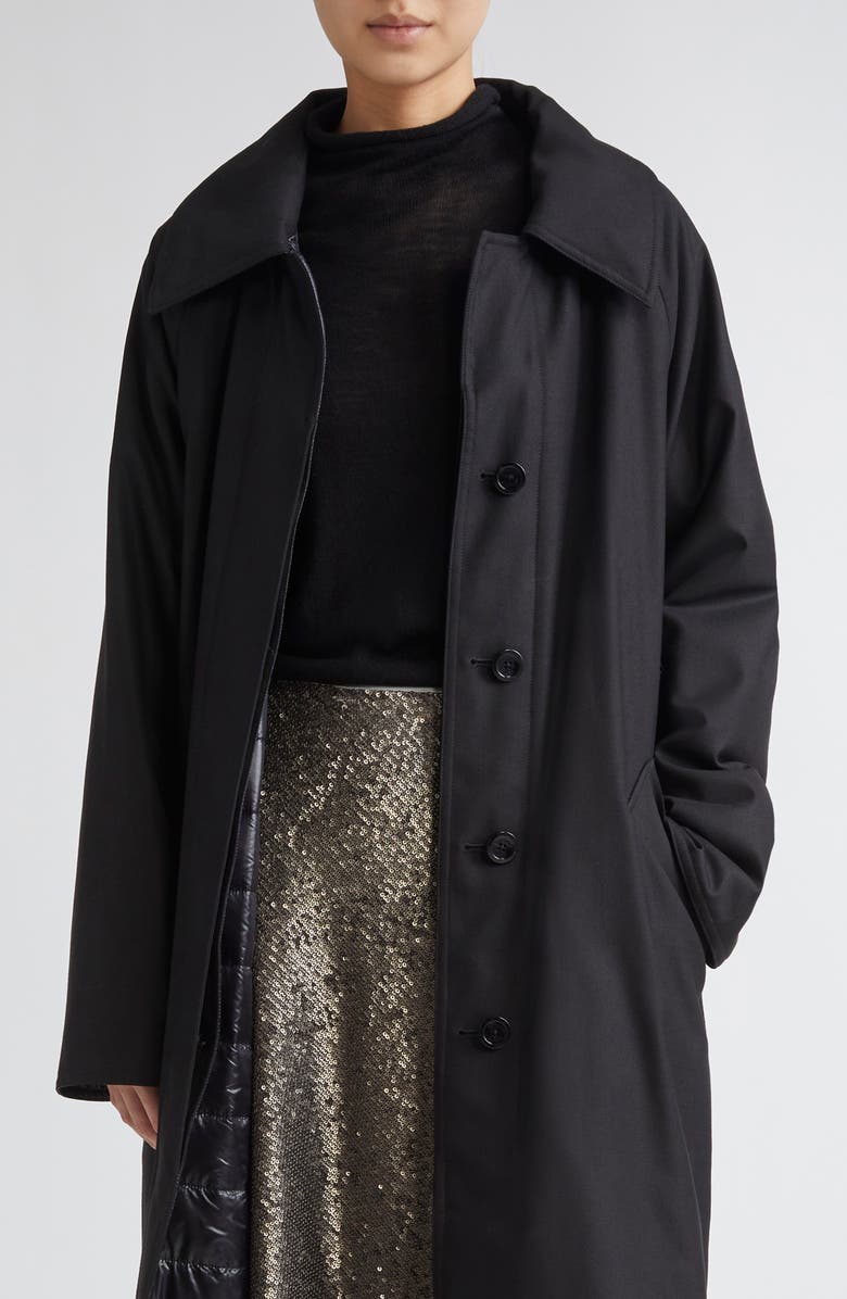 Herno Belted Reversible Fluid Wool Blend Gabardine & Nylon Ultralight Trench Coat, Main, color, Nero