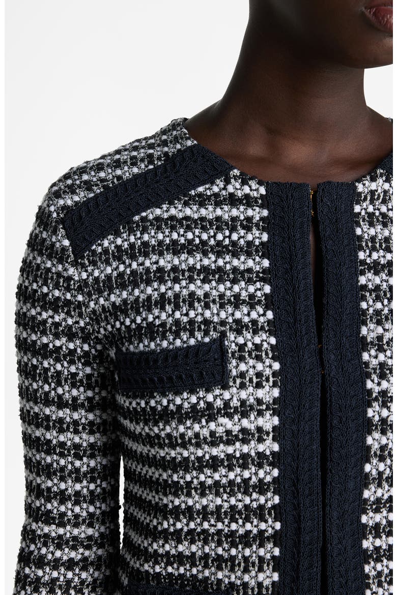 Bicolor Mixed Knit Crop Jacket, Alternate, color, BLACK/ IVORY MULTI