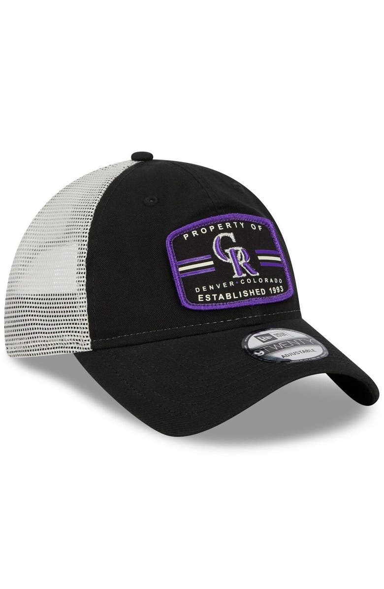 New Era Men's New Era Black Colorado Rockies Property Trucker 9TWENTY Snapback Hat, Alternate, color, 