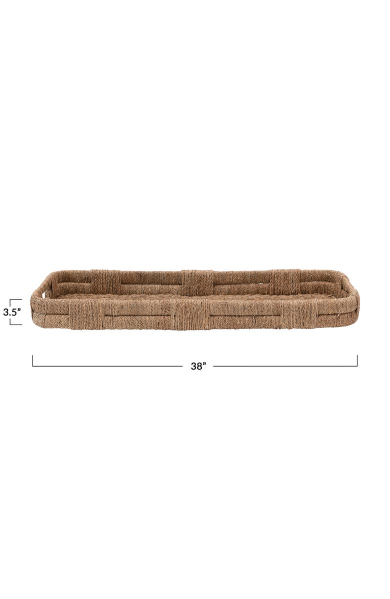 Storied Home Hand-Woven Bankuan Tray with Handles, Alternate, color, Natural