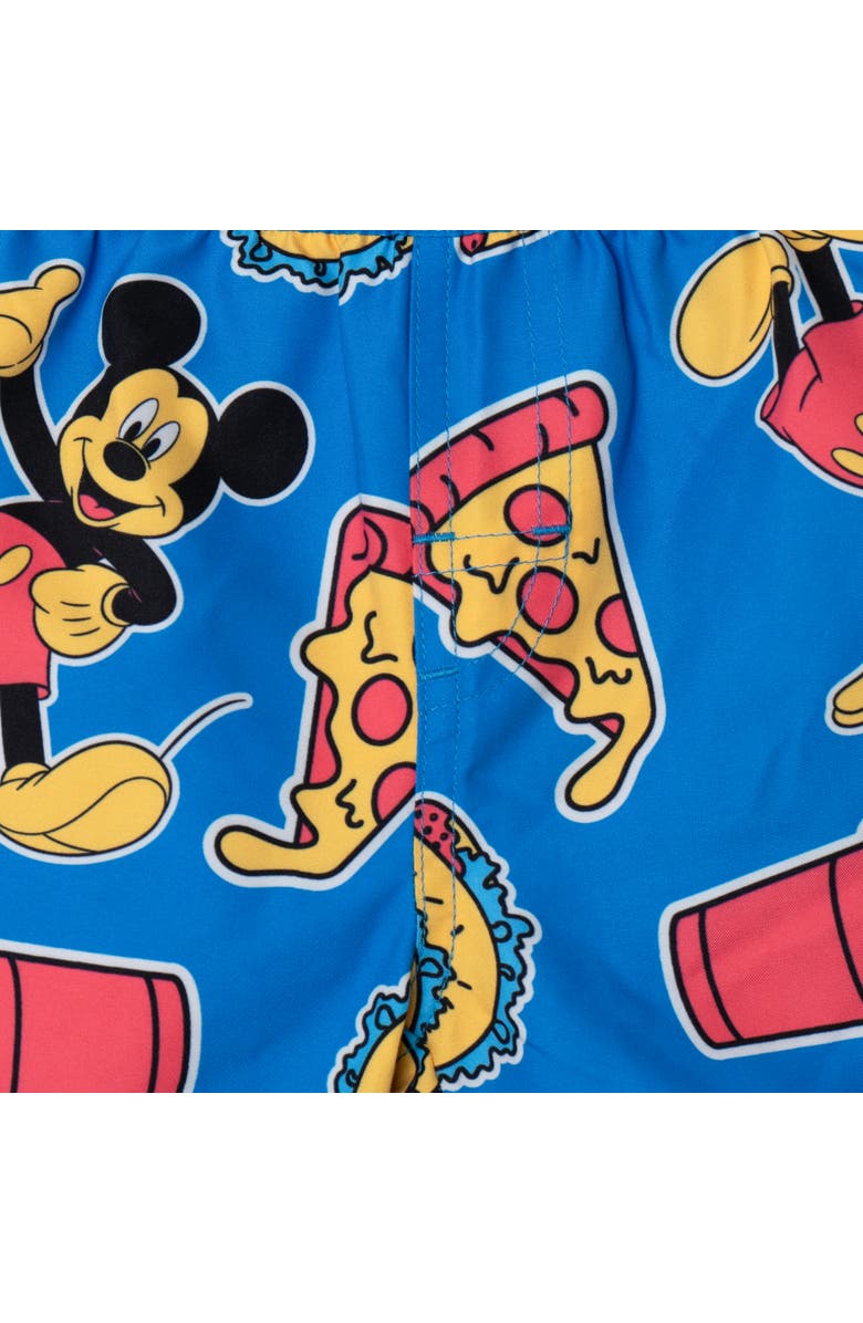 Disney Mickey Mouse Swimwear Swim Trunks, Alternate, color, Mickey Blue Food