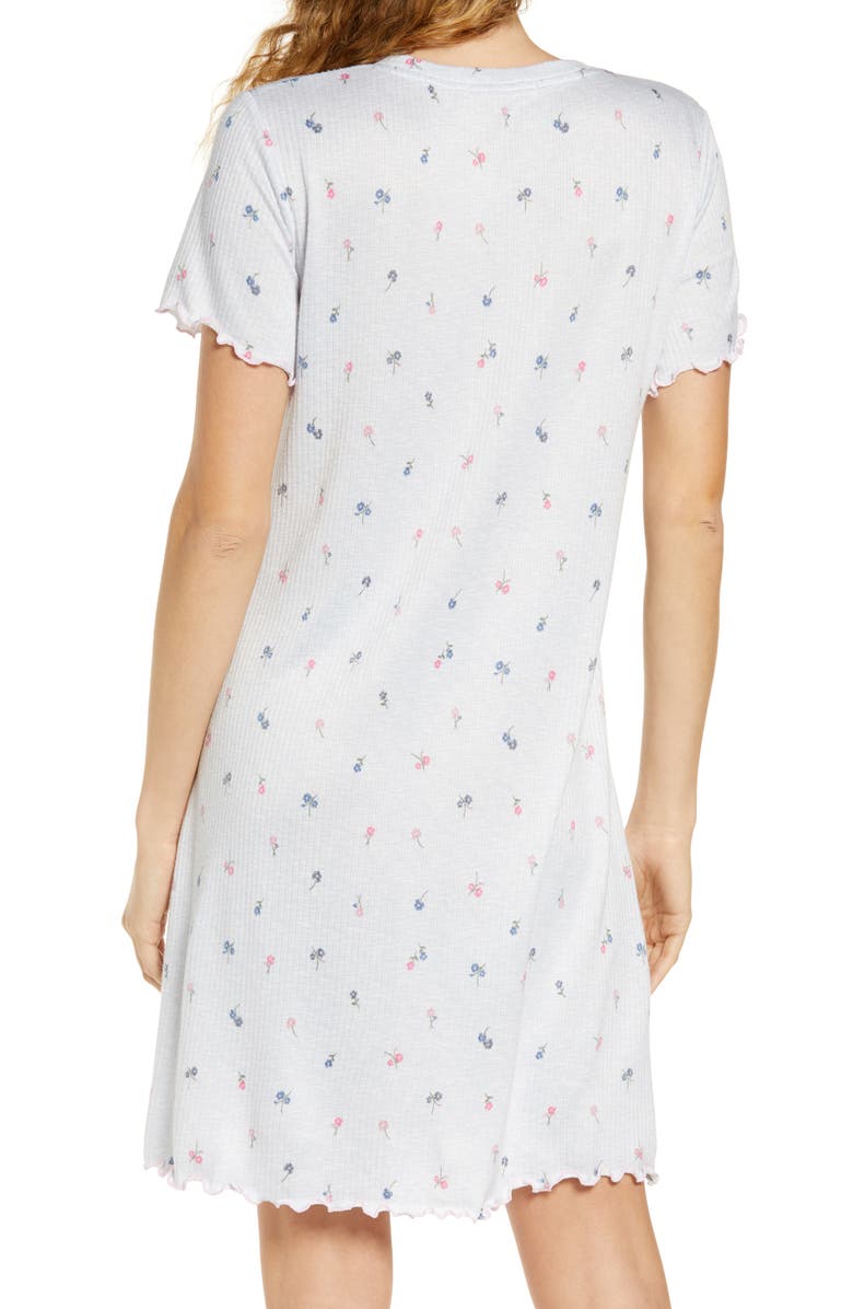 Emerson Road Floral Lettuce Hem Ribbed Sleep Shirt, Alternate, color, 