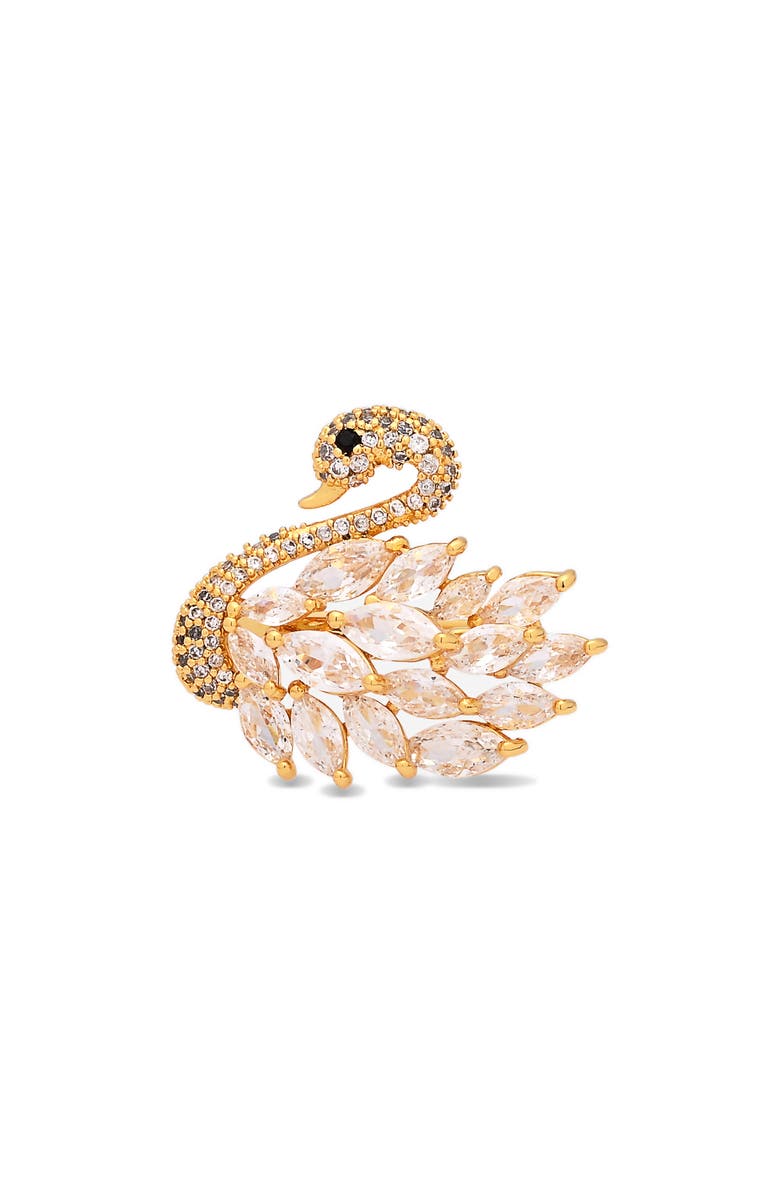 EYE CANDY LOS ANGELES Willa Cubic Zirconia Swan Ring, Alternate, color, Gold