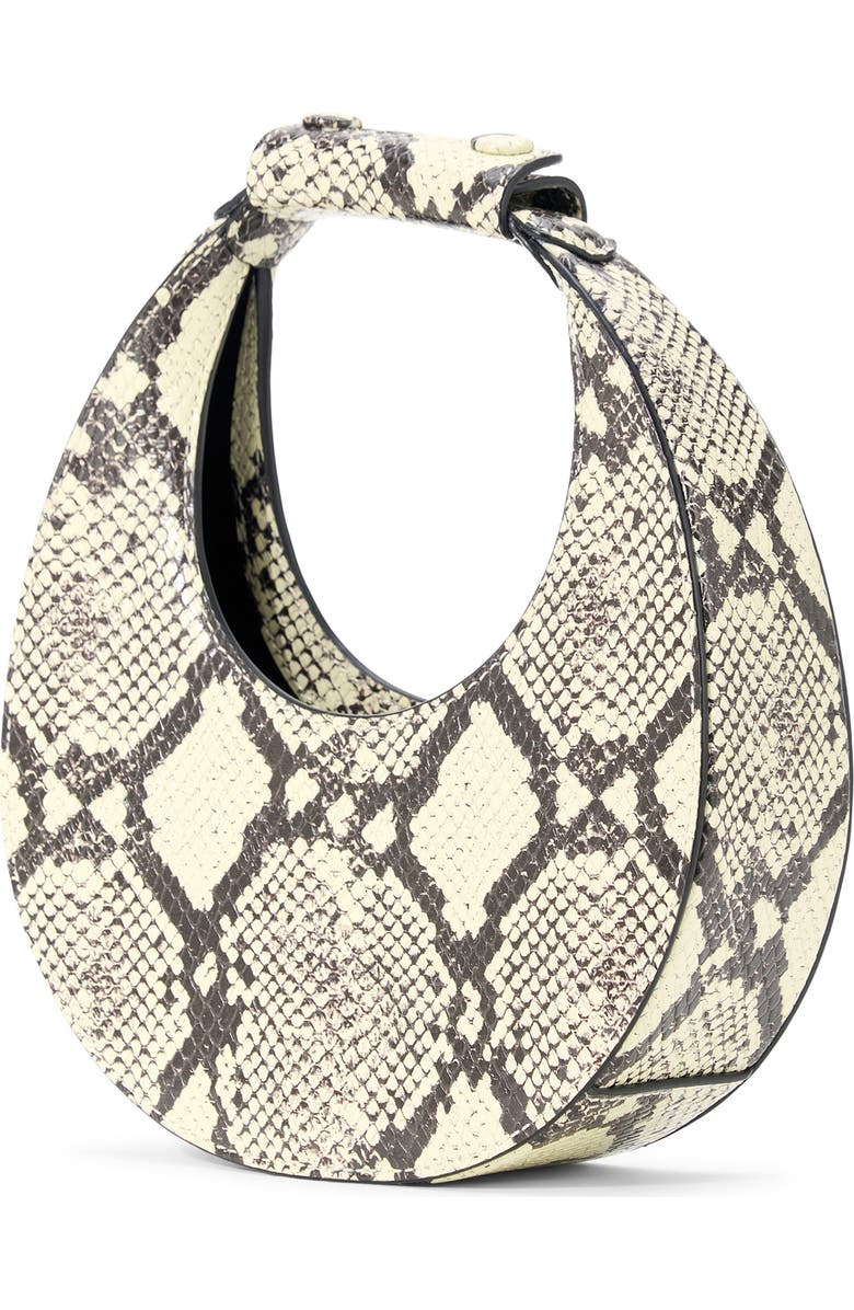 STAUD Good Night Moon Leather Top Handle Bag, Alternate, color, White Snake