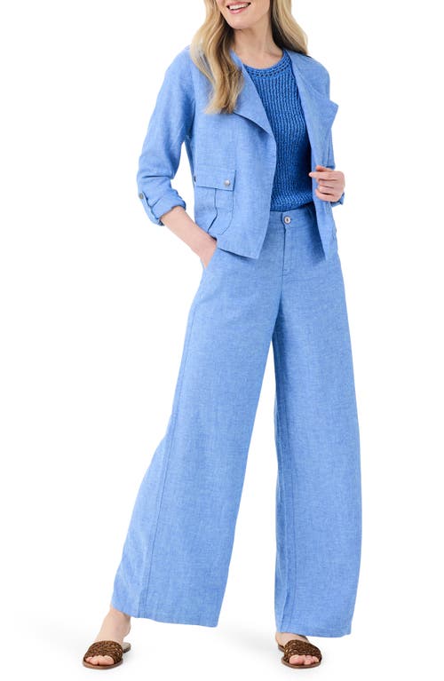 Nic + Zoe Rumba Linen Blend Moto Jacket In Blue