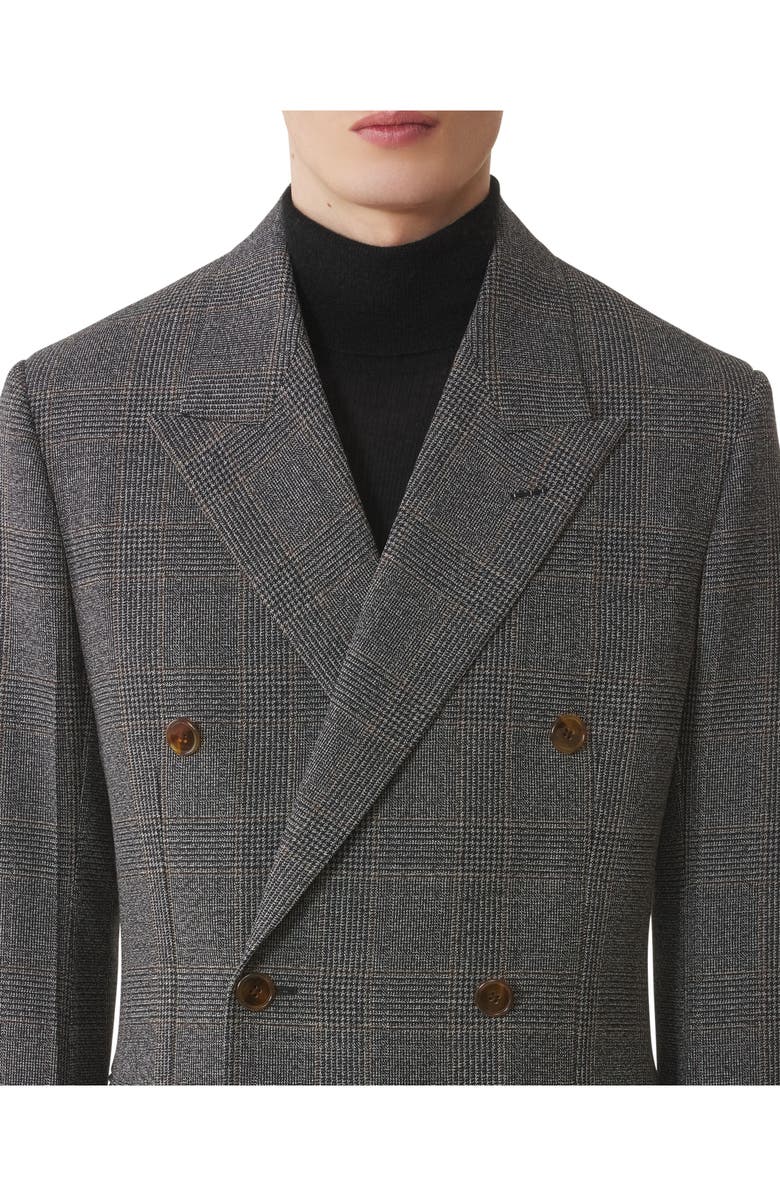 Lanvin Prince Of Wales Wool Jacket, Alternate, color, Dark Grey Melange