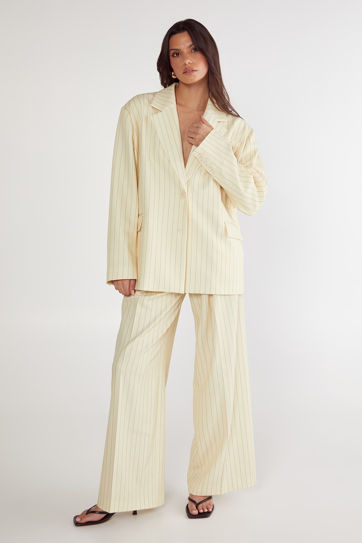 Oversized Pinstripe Tailored Blazer - image 2
