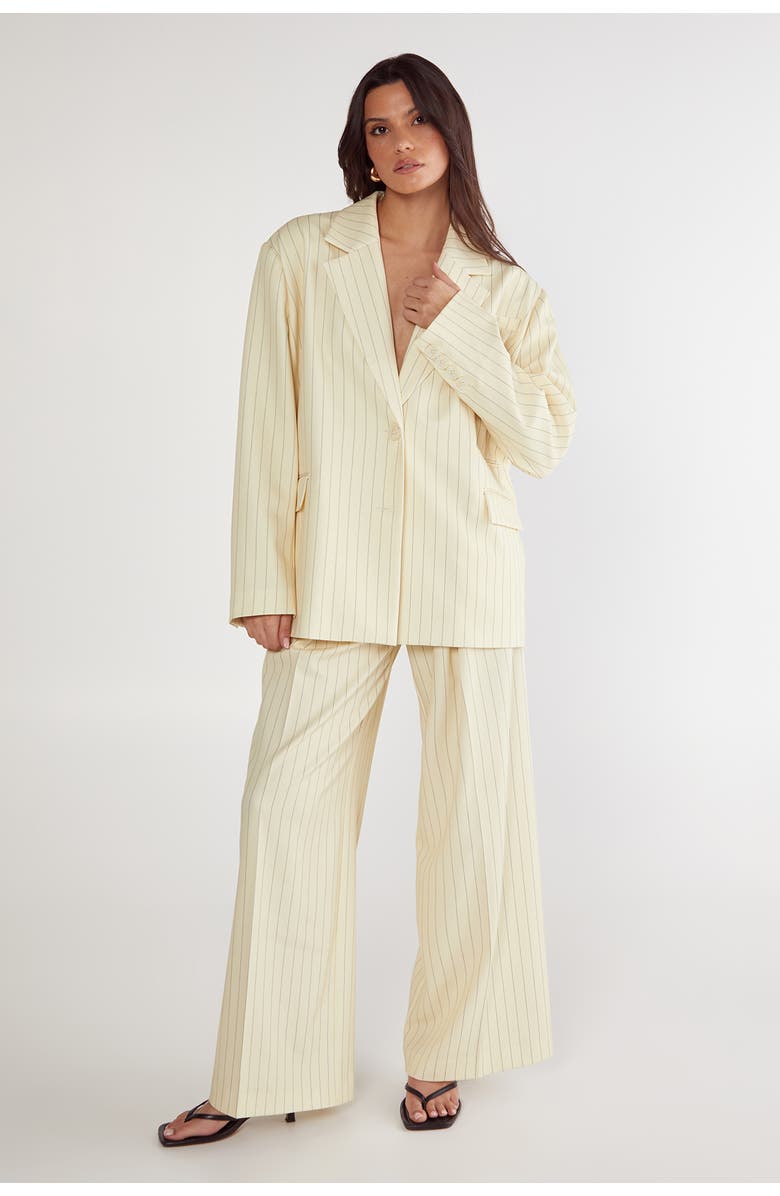 NASTY GAL Oversized Pinstripe Tailored Blazer, Alternate, color, Butter