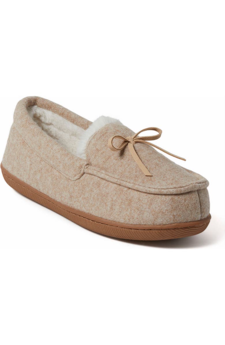 DEARFOAMS Hayes Soft Knit Moccasin Slipper, Main, color, Oatmeal Heather