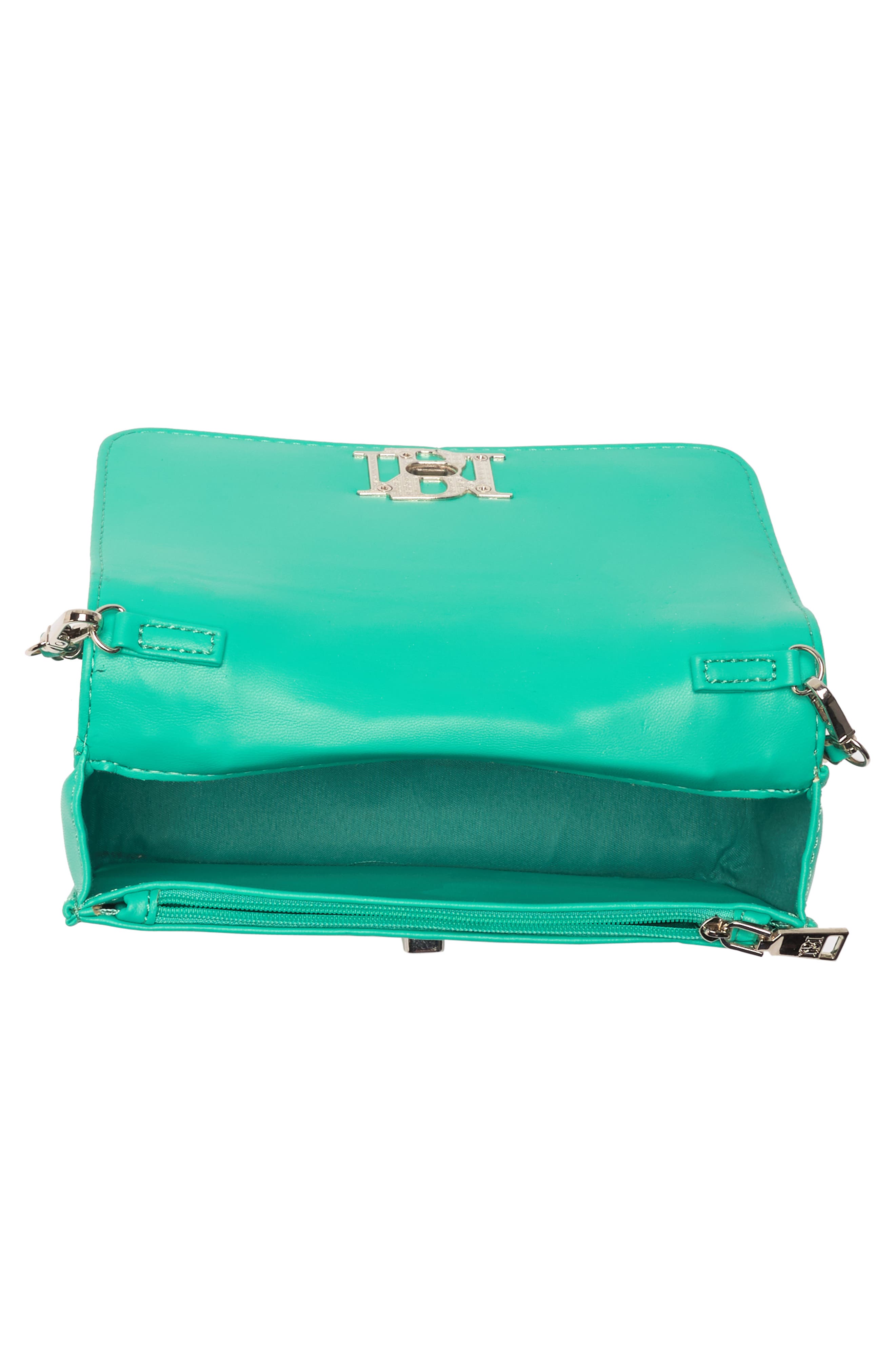 Badgley Mischka Collection Small Chevron Quilted Crossbody Bag, Alternate, color, Green